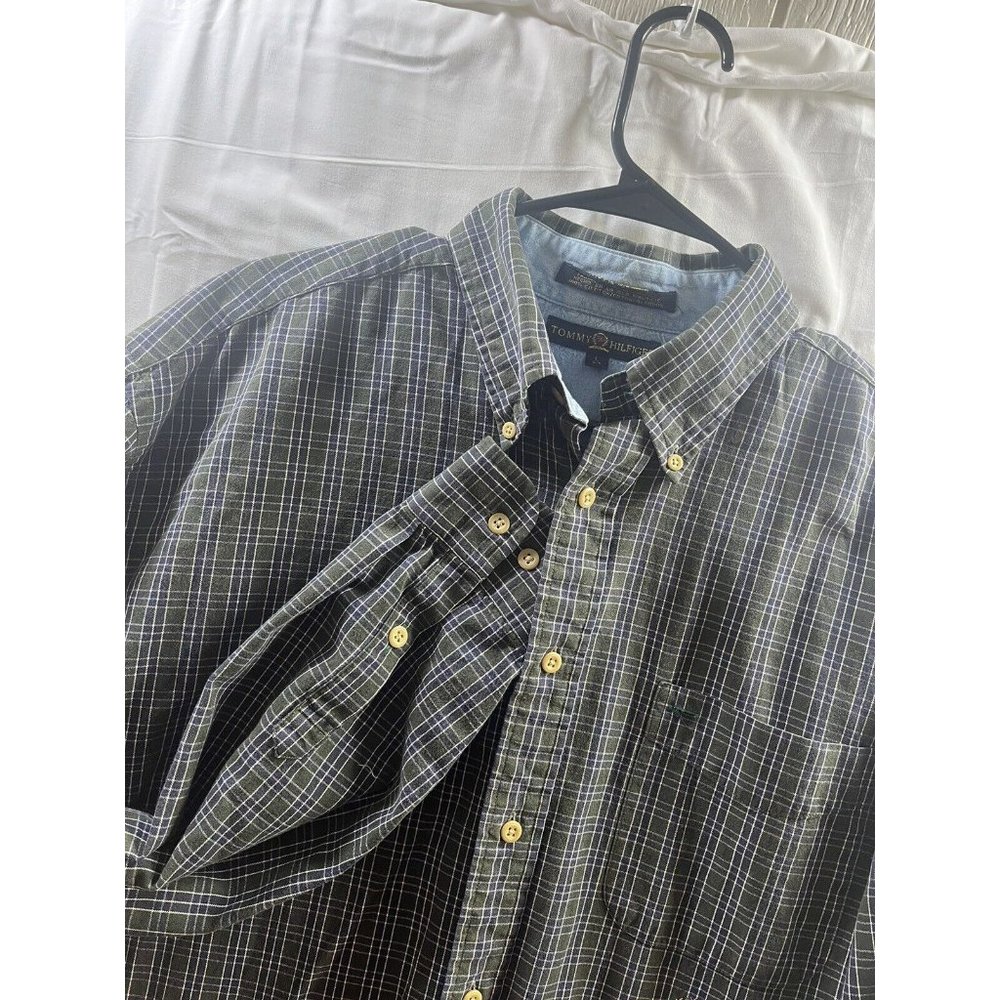 Vintage Tommy Hilfiger Multicolor  Striped Shirt Crest Logo‎ Mens Large